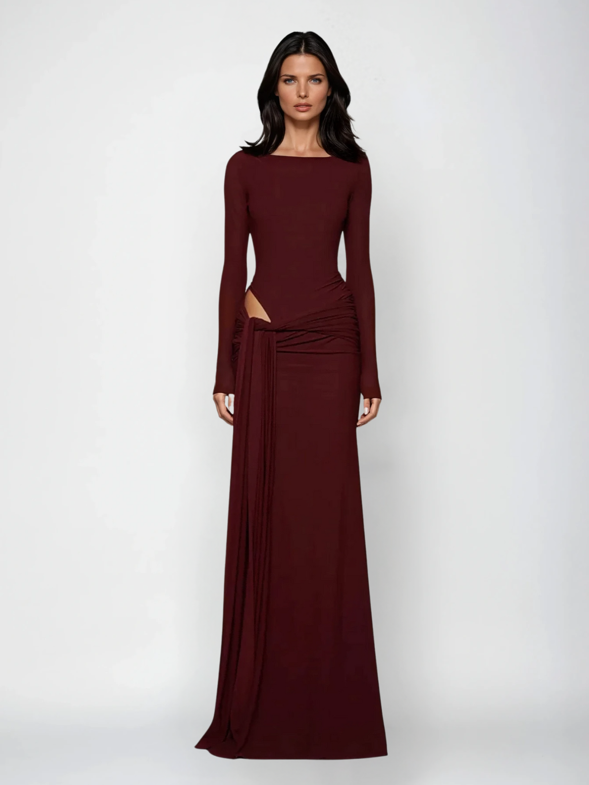 Kashton Long Sleeve Tie Up Maxi Dress