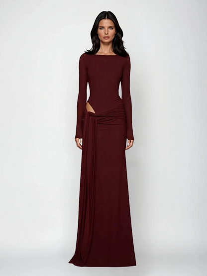 Kashton Long Sleeve Tie Up Maxi Dress